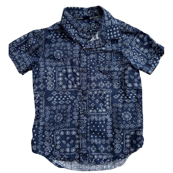 GAP Other - Baby Gap Toddler Boys Blue Paisley Print Short Sleeve Button Up Shirt Size 5